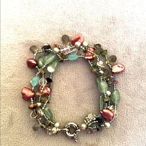 Multi strand pearl/stone/beads bracelet